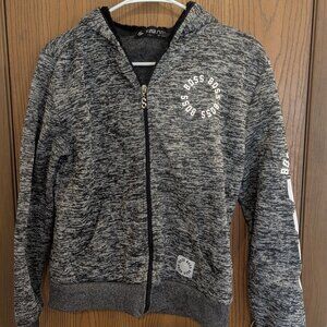 Super Miss "Boss" Black/White Hooded Sweatshirt Zip Faux Fur Lined Hood-L